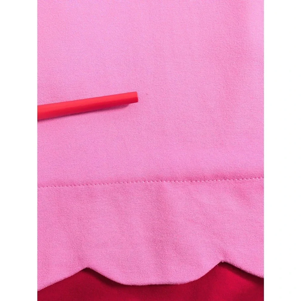 Kate Spade Girl Bow‎ Dress Pink Red Scalloped Hem Sleeveless Sz 14Y Large